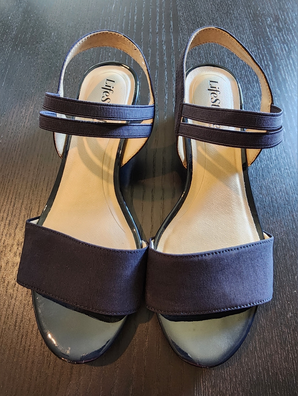 Life Stride Navy Elastic-Strap Women’s Sandals